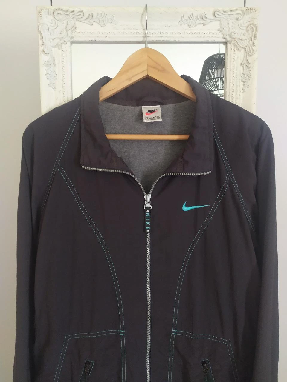 Vintage Y2K Nike GG Escuro Cinza Nylon Jaqueta Cortavento Original – photo 8